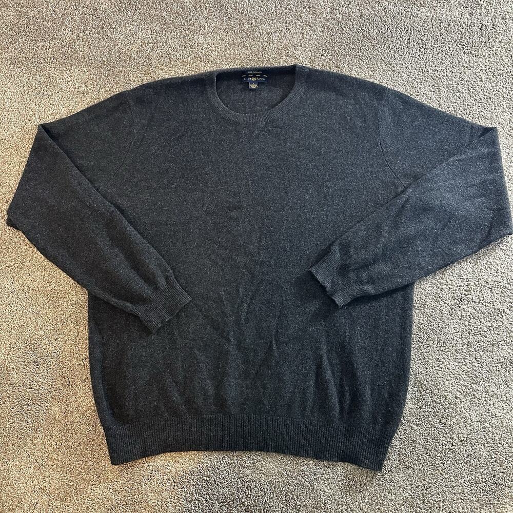 Men's Club Room Estate 2-Ply Cashmere Sweater Charcoal Gray Size Large V-Neck